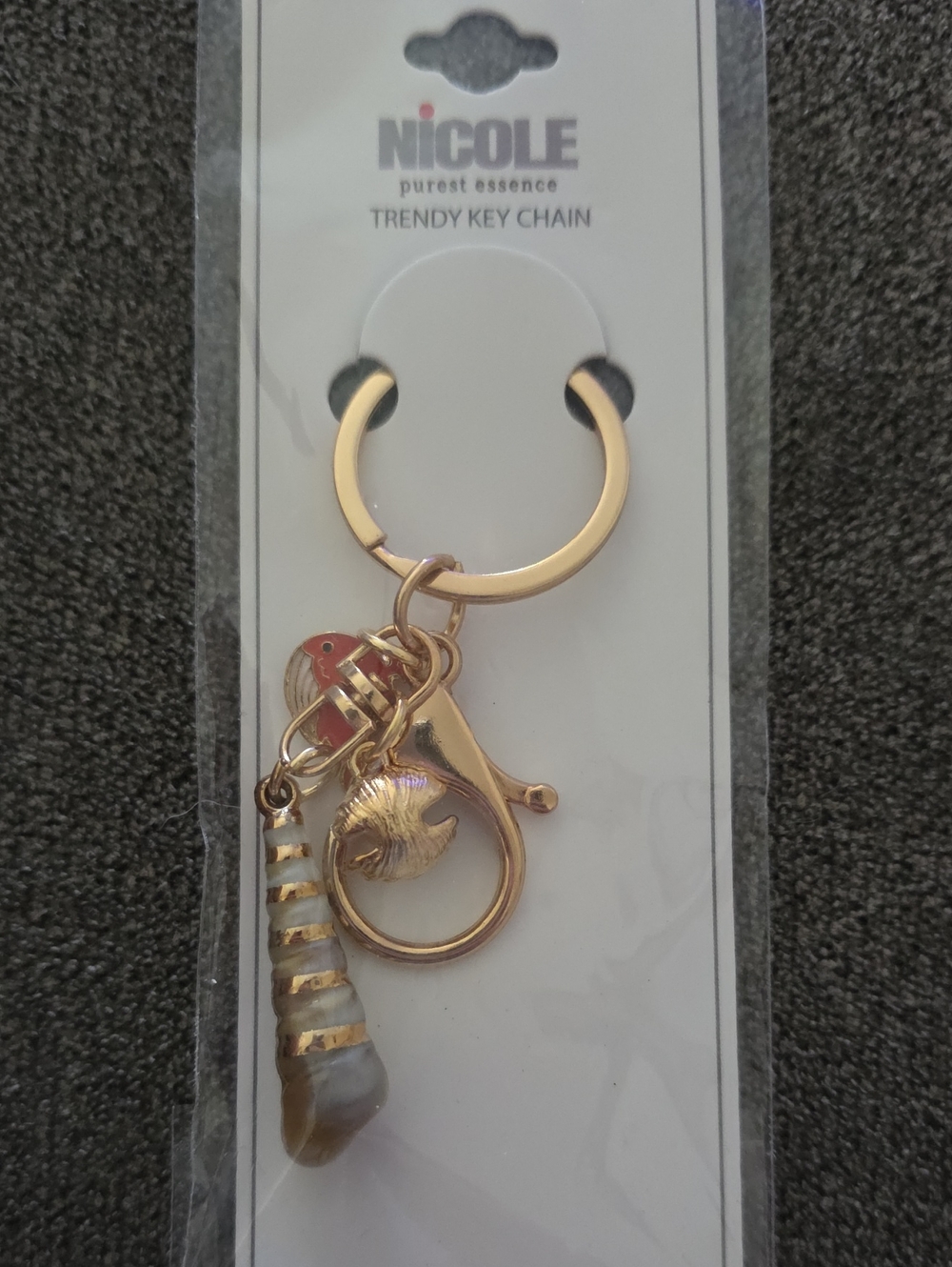Nicole Gold-Tone Sea Shell & Charm Key Holder